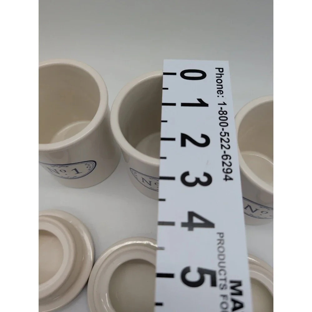 Vtg Sur La Table Le Marais Ceramic Canister Set French Bistro Numbered 1 2 3